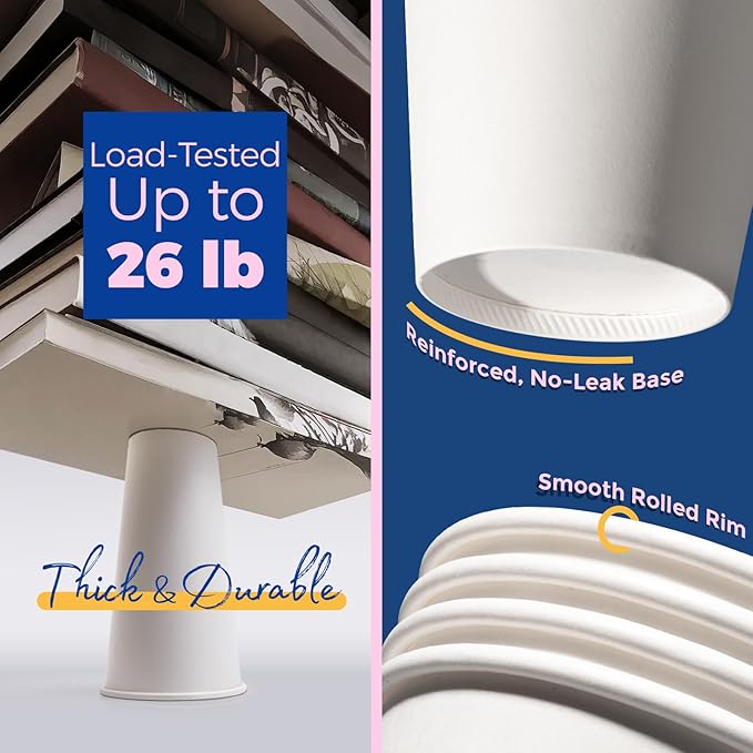 Fit Meal Prep 50 Pack 20 oz Disposable Coffee Cups with Lids, Sleeves, Leak-Proof To Go Coffee Cups with Lids, Durable Paper Cups for Hot Beverage, Home, Office, Party