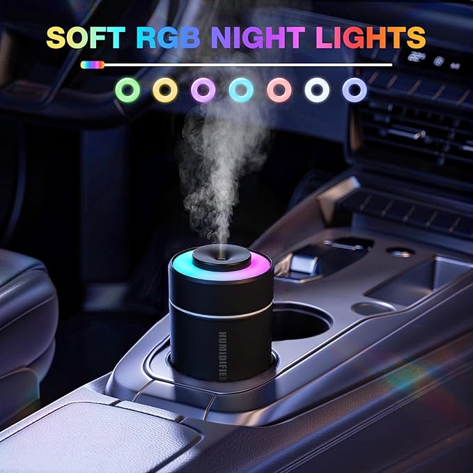 Portable Mini Humidifier, 180ml USB Cool Mist Small Humidifiers for Bedroom, Personal Desktop Humidification for Car Office Travel & Indoor Plants(Black)