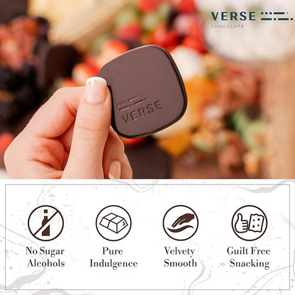 Verse Luxury Dark Chocolate Coffee Squares - Only 1g Cane Sugar - Coffee Flavored 90% Dark Cocoa - Individually Wrapped Cacao Chocolate Squares (9 Count, 2 Pack)
