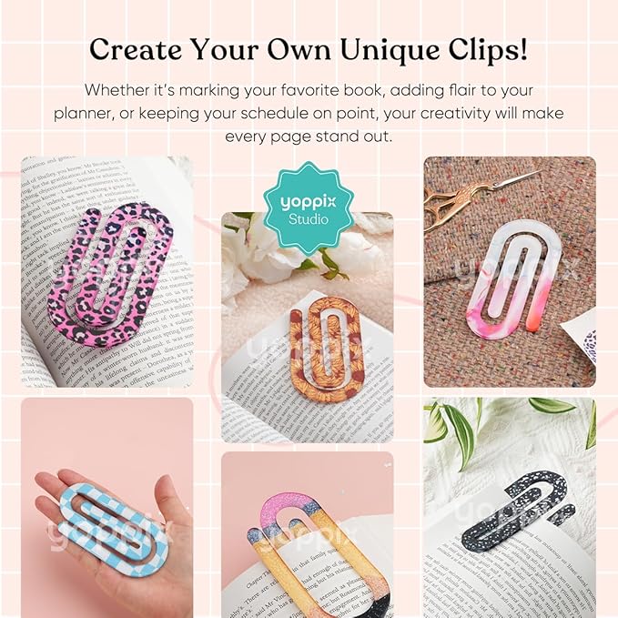 10 Pcs Sublimation Paper Clips Blanks - Clear Acrylic Jumbo Clips Paperclip Bookmark Clips for Heat Transfer, DIY Crafts, Office School Supplies, Customizable Gift Ideas