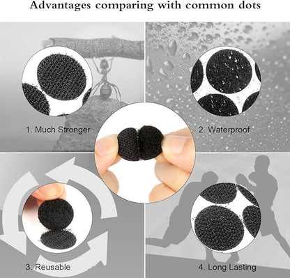 Self Adhesive Dots, Strong Adhesive 800pcs(400 Pairs) 0.59 inch Diameter Sticky Back Hook Nylon, Loop Strips with Waterproof Sticky Glue Tapes for Classroom, Office, Home(Black)