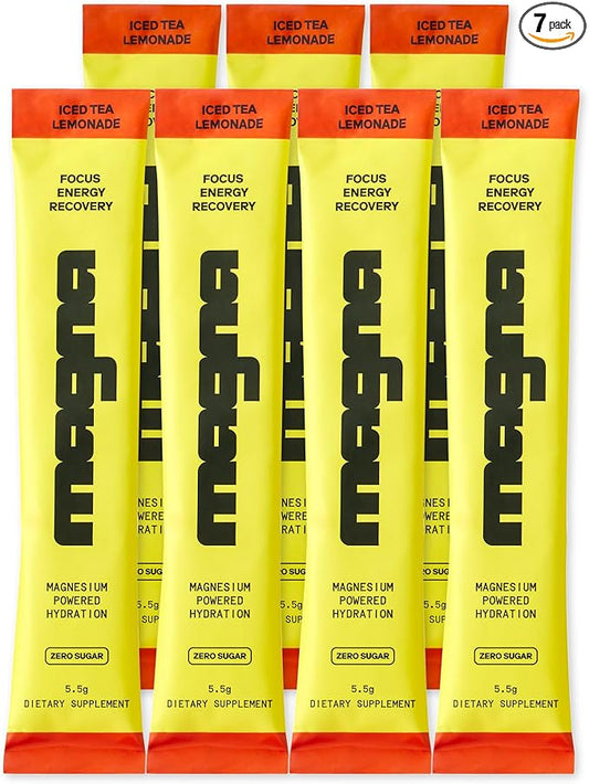MAGNA Electrolytes Powder Drink Mix for Hydration, Energy & Focus Support with Magnesium L Threonate, Sodium, Potassium, Vitamin D, B6 & B12, Sugar Free, Tea Lemonade Flavor, 7 Servings
