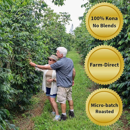 KONA EARTH 100% Kona Classic Coffee, Dark Roast, Whole Bean (8oz) Farm-Direct Authentic Hawaiian Kona Coffee beans from Hawaii’s Big Island, Micro-Batch-Roasted
