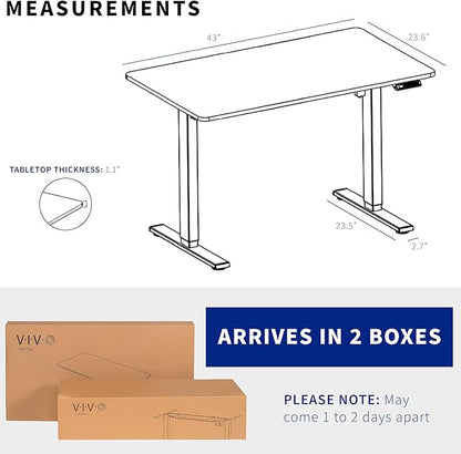VIVO Electric 43 x 24 in Standing Desk, Memory Height Adjustment, 1B Series, White Top, White Frame, DESK-1W4W