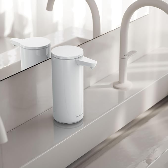 simplehuman 9 oz. Touch-Free Automatic Rechargeable Sensor Pump, White Stainless Steel, New