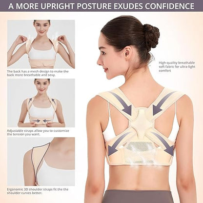 Back Posture Corrector for Women: Adjustable Shoulder Posture Brace Straightener Pain Relief (Small/Medium)
