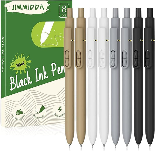 8Pcs Gel Pens Black Ink - 0.7mm Medium Point Black Pens | Smooth Writing Quick-drying Retractable Journaling Pen for Women Men (Classic- 8Pcs)