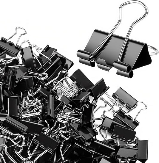 OWLKELA 120 PCS Medium Binder Clips 1.25 Inch, Metal Paper Clamps Bulk, Black Clips for Home, School and Office Supplies