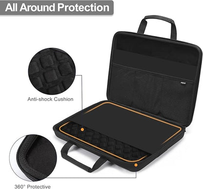 MOSISO 13-13.3 inch Laptop Hard Case, 14 inch Shockproof Waterproof Laptop Case Hard Shell Compatible with MacBook HP Dell, Carrying Sleeve Computer Bag with Sturdy Handle&Front Pocket&Belt, Black