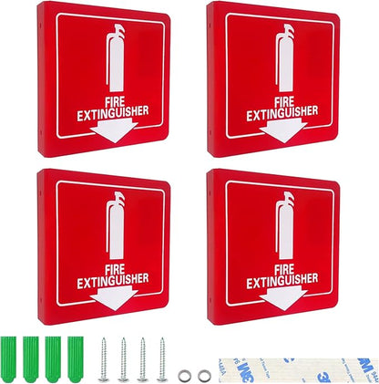 Haploon 4 Pcs Fire Extinguisher Signs with Down Arrow 6x6 Inch Fire Extinguisher Signs with Pre Drilled Mounting Holes, Wall Mount Fire Safety Sign for Various Public Places