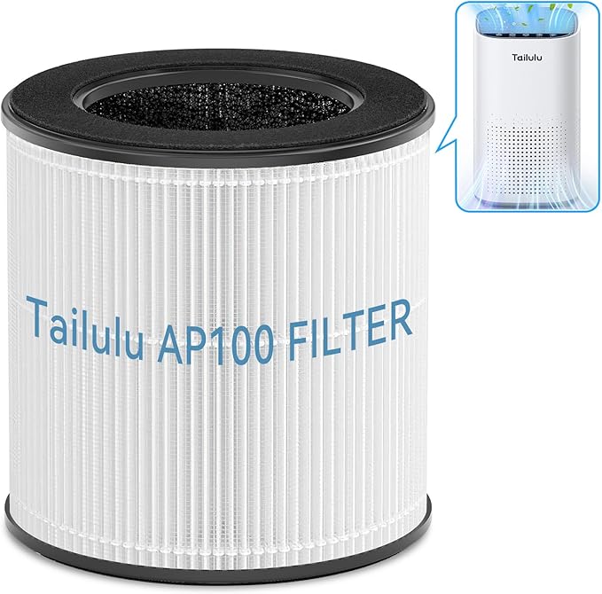 Tailulu Official AP100 Air Purifier Replacement Filter, 3-in-1 Air Purifier Filter, True H13 Filter, 1Pack