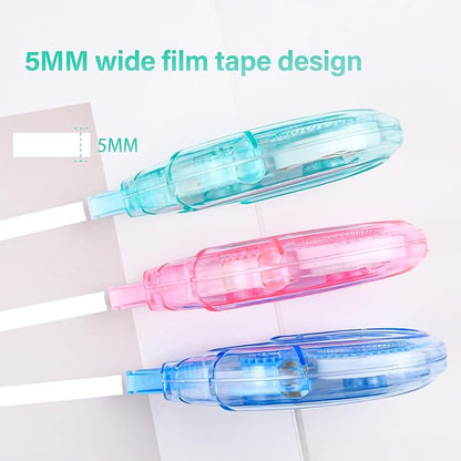 White Correction Tape Dispenser, Easy To Use Applicator for Instant Corrections, For school, Office (Blue,Green,Pink, 12pack, 6M/256, Tape Width 0.2in)