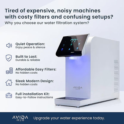 Ultra Instant Hot and Cold Water Dispenser - Bottleless Water Dispenser Countertop with Full Installation Kit and Quiet Multi-Stage Filtration + UV Sterilization & Modern Touchscreen Design