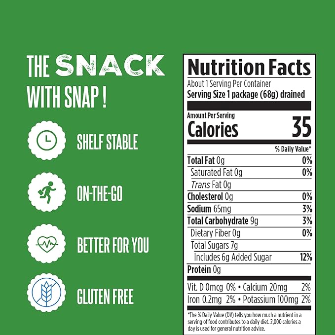 SuckerPunch Snappy Sweet Bread N’ Butter Dill Pickles Chip-Cut, Gluten Free, Kosher, Sugar Free, Low Calorie, Low Carb, on the Go, Non GMO, Keto Friendly, Vegan, 3.4 Oz Single Serve Pouch (12 Pack)