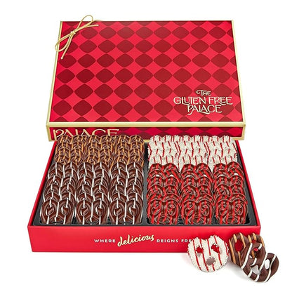 Gluten Free Palace Gourmet Holiday Gift Box – Chocolate Covered Pretzels, Gluten Free Christmas & Thanksgiving Treats, Snack Basket for Men & Women (4 Flavors)