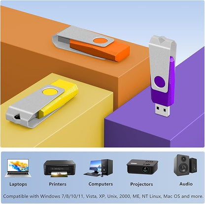 8GB USB Flash Drive 20 Pack AGECASH USB 2.0 Thumb Drive Flash Drives Pack Memory Stick Zip Jump Drives with Lanyards (8GB -Colorful)