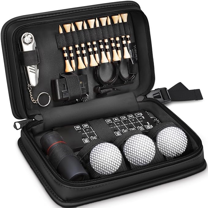 YOREPEK Golf Accessories Kit for Men, Golf Stuff Set with Leather Case, Golf Balls, Golf Tees, Multifunctional Divot Knife, Monocular, Scorer, Golf Gifts for Men Women Golfers