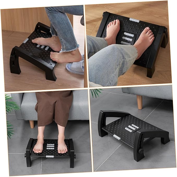 Artibetter Adjustable Office Footrest Stool Ergonomic Step Stool for Under Desk Comfort Portable Foot Rest for Home and Work Seating Support