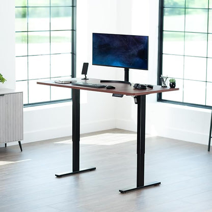 VIVO Electric 60 x 30 in Standing Desk, Memory Height Adjustment, 1B Series, Dark Walnut Top Black Frame, DESK-KIT-1B6D-30