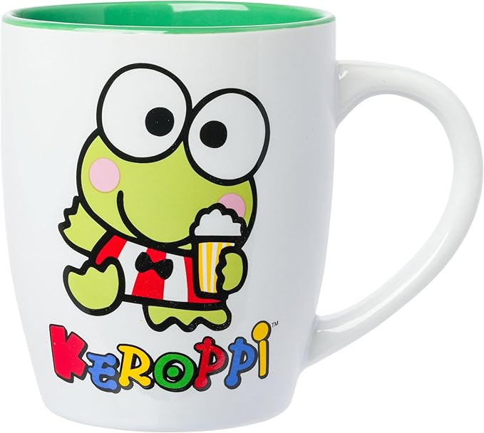 Silver Buffalo Sanrio Hello Kitty and Friends Jumbo Curved Ceramic Mug Featuring Keroppi, 25 Ounces