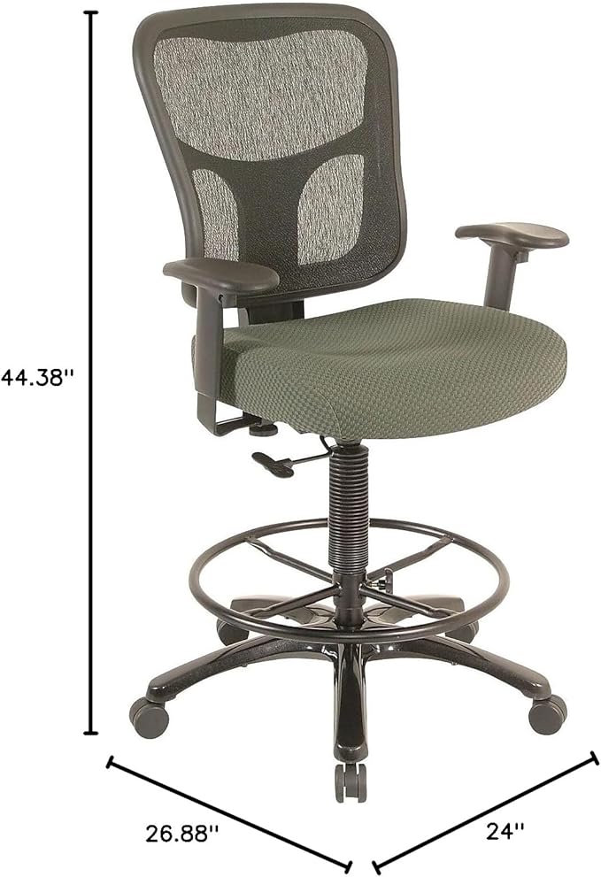Tempur-Pedic TP8200 Ergonomic Fabric Mid-Back Drafting Stool, Olive (TP8200-OLIVE)