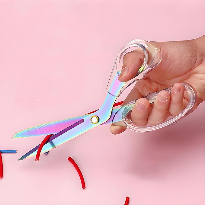 9 Inch All Purpose Scissors for Adults - Ins Style Clear Resin Handle, 2Cr13 Stainless Steel Sharp Blade - Ideal for Fabric Crafts
