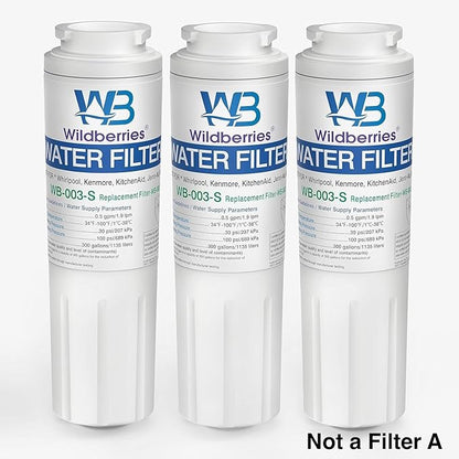Wildberries UKF8001 Refrigerator Water Filter 4, Replacement for Whirlpool®, EveryDrop® EDR4RXD1, WHR4RXD1, 4396395, WRF555SDFZ00, WRF535SWHZ00, FMM-2, 46-9006, UKF8001AXX-750,UKF8001AXX-200, 3-PACK