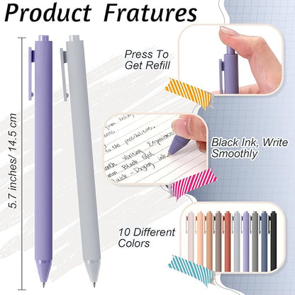 Crtiin 50 Pcs Gel Ink Pens Bulk, Black Ink 0.5mm Fine Point Retractable Pen Smooth Writing Office School Supplies for Teacher Server Operation Christmas Charity Donation Thanksgiving (Morandi Colors)