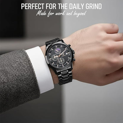 Distinctive Mens Analog Chronograph Watches with Auto Date & Multi Subdials, Fashion Casual Sport Quartz Wrist Watches with Luminous, 3ATM Waterproof, Valentines Day Gifts for Him, Boyfriend, Husband, Dad