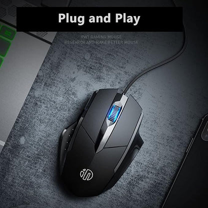 USB Computer Mouse Wired, Silent Click Corded Mouse 3-Button Wired Optical Mouse, Office and Home Mice, Ergonomic Shape for Windows Computers, Macs, iPad, PC and Laptops