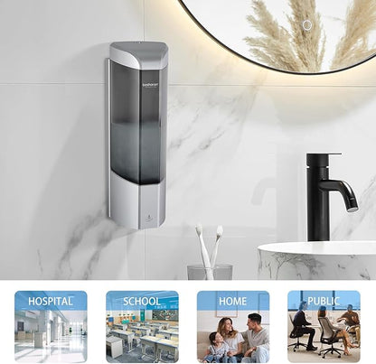 Automatic Soap Dispenser Wall Mount 700ml,Touchless Electric Sensor Liquid Gel Hand Sanitizer Dispenser Battery Operated for Office Home Kitchen Bathroom Hotel Restaurant Commercial (B-162-Sliver)
