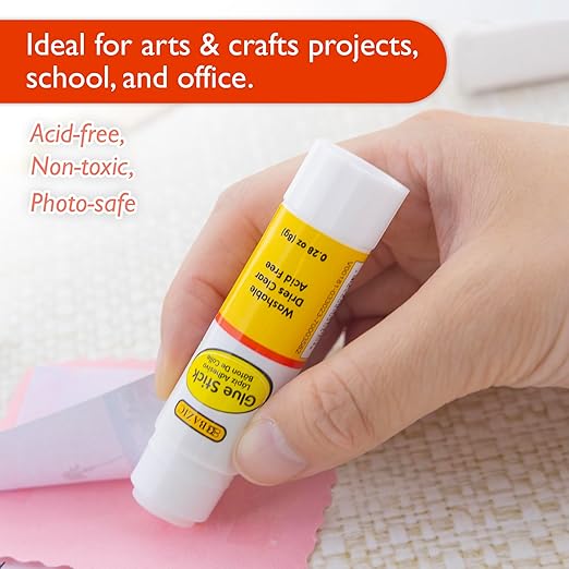 BAZIC Products Glue Stick 8g/0.28 Oz, White Glue Sticks, Acid Free for Photos Paper Art Craft at School Home Office (30/Pack), 20-Pack