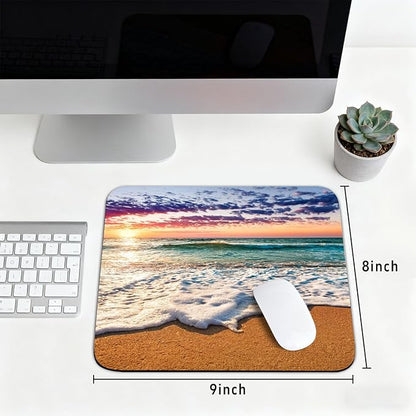 Beach Patterns Desk Mat, Large Gaming Mouse Pad Non-Slip Rubber Base with Stitched Edges, Waterproof Protection for PC Laptop Home Office Desk Decor (8x9in)