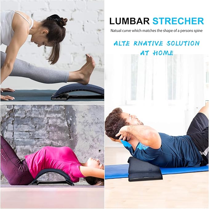 Multi-Level Back Stretcher Device, Lumbar Back Stretching Device, Memory Foam Lumbar Pillow Back Pain Support for Office Chair and Pain Relief