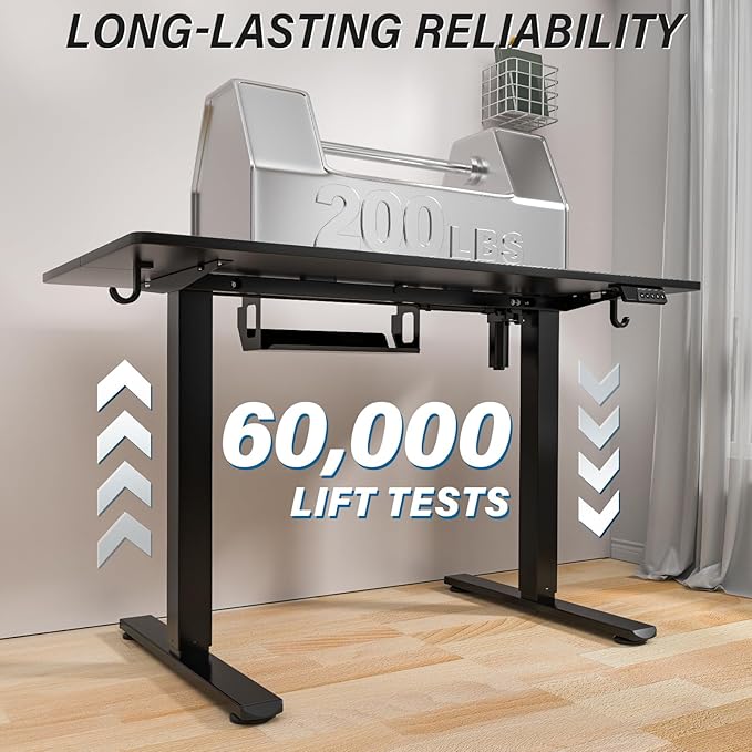 Kingant Standing Desk Height Adjustable Electric Stand Up Desks [48 x 24 Inch] - Ergonomic Sit Stand Desk Rising Desks for Home Office Computer Desk Stand Desk Workstation with Cable Management