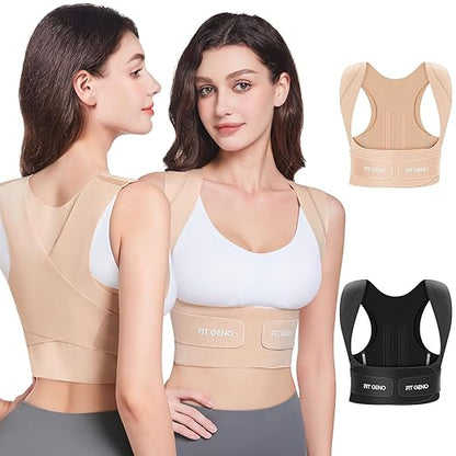 Fit Geno Posture Corrector for Women Invisilite: Invisible Lightweight Back Brace for Neck Shoulder & Upper Back Pain Relief - Improve Posture Correct Hunchback Slouching Under Clothes Small/Medium