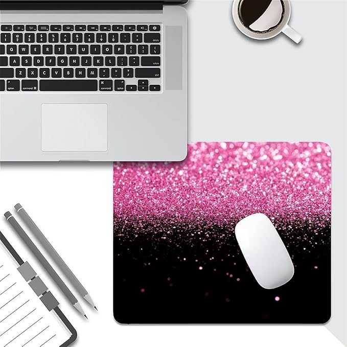 Square Mouse Pad Pink Dream Spot, Personalized Premium-Textured Custom Mouse Mat Design, Washable Mousepad Cloth, Non-Slip Rubber Base Computer Mouse Pads for Wireless Mouse