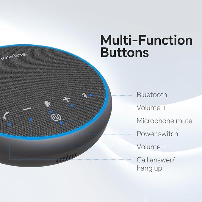 N newline Bluetooth Speakerphone with 360° & 5 Meters (16 Feet) Voice Pickup for Work & Leisure, Pro AI Noise Reduction, High-Efficiency Full-Range Speaker, 12 Hours Battery Life