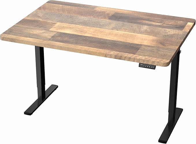 VIVO Electric 48 x 30 in Standing Desk, Memory Height Adjustment, 1B Series, One-Piece Reclaimed Wood Top, Black Frame, DESK-KIT-1B5P