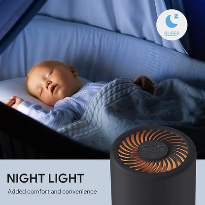 Air Purifiers for Bedroom, FULMINARE H13 True HEPA Air Filter, Quiet Air Cleaner With Night Light,Portable Small Air Purifier for Home, Office, Living Room Black