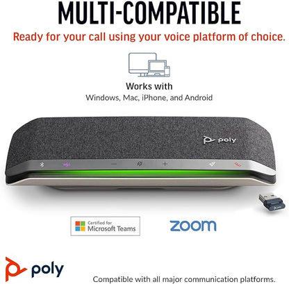 Poly Sync 40+ Smart Speakerphone (Plantronics) - Flexible Workspaces - Connect to PC/Mac via BT700 Adapter and Smartphones via Bluetooth - Certified for Microsoft Teams – Amazon Exclusive