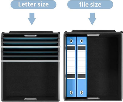Huolewa Collapsible File Storage Organizer Box with Lid, Hanging File Folders Box Organizer with Plastic Slides, Decorative Home/Office Filing System Boxes for File and Folders Storage - Powderblue