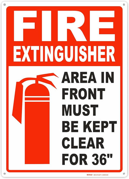 Brimar - 10 x 14" - Fire Extinguisher Keep Clear Sign - Polyethylene Plastic - Safety Promotion - Easy Installation