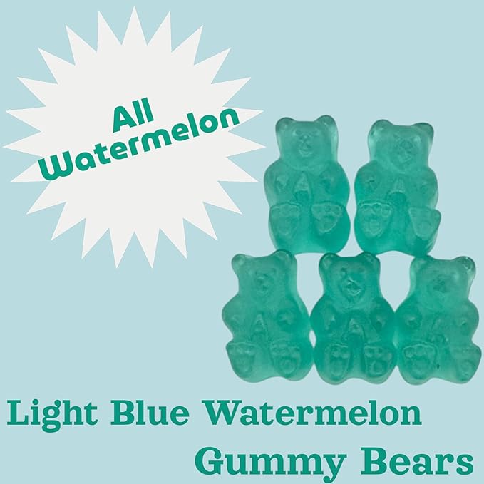 Irresistibly Delicious Light Blue Watermelon Gummy Bears - 1.5 lbs of Fruity Bliss-Soft, Chewy, and Bursting with Tangy Delight-Great for Kids and Adults of All Ages(24 oz)