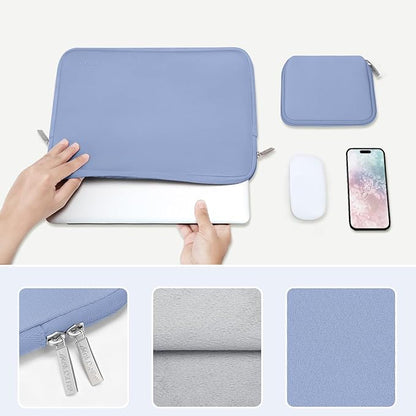 MOSISO Laptop Case 13.3 inch, 13-13.3 inch Laptop Sleeve Bag Compatible with MacBook Air/Pro 13/Pro 14 M5 M4 M3 M2 M1, HP Dell ASUS Lenovo, Neoprene Computer Sleeve Bag with Small Case, Serenity Blue