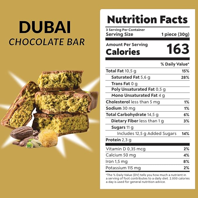 CARIANS Dubai Chocolate Bar with Pistachio, 2 Pack Luxury Chocolate with Crispy Kunafa, Great for Gift Giving, Anniversary, Thanksgiving, Christmas, 6.35 oz