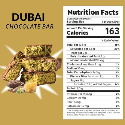 CARIANS Dubai Chocolate Bar with Pistachio, 2 Pack Luxury Chocolate with Crispy Kunafa, Great for Gift Giving, Anniversary, Thanksgiving, Christmas, 6.35 oz