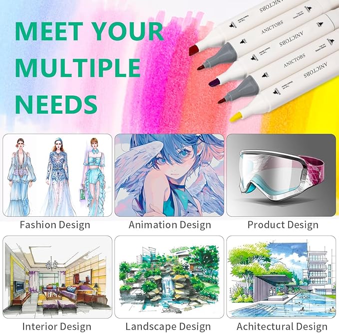 Alcohol Markers 80 Colors with Base Support, Drawing Art Markers Perfect for Students Kids and Adults Comics Sketching Illustration Artistic Creation Gift