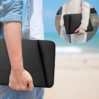Laptop Sleeve Case 15 inch, Sturdy Portable Monitor Computer Laptop Case, Carrying Sleeve Bag 15.4'' with Pockets for MacBook PC Mac HP Lenovo Dell Asus Xbox Switch, Black