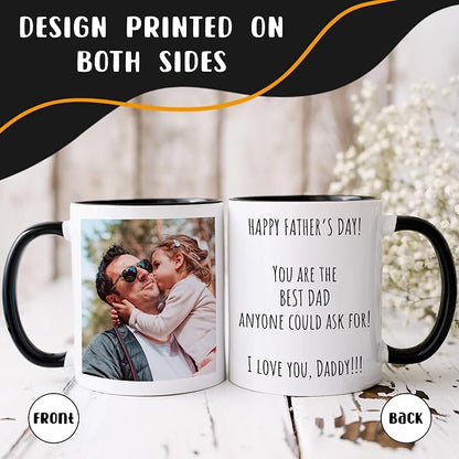Personalized Coffee Mug, Custom Picture Text or Logo Ceramic Mug, Customized Gift for Men & Women, Taza Personalizada with Photo and Words, Customizable 11 Oz Tea Cup | White - Black